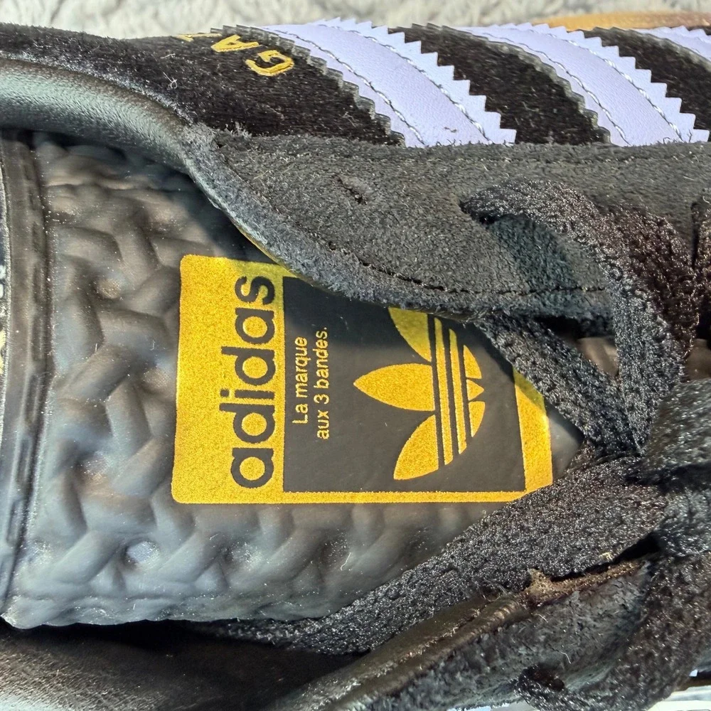 NWT Adidas Gazelle Bold J 4.5 Black Purple Platform Suede Sneakers JR5965